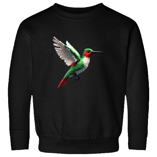 Pixelated Red & Green hummingbird Sweatshirts