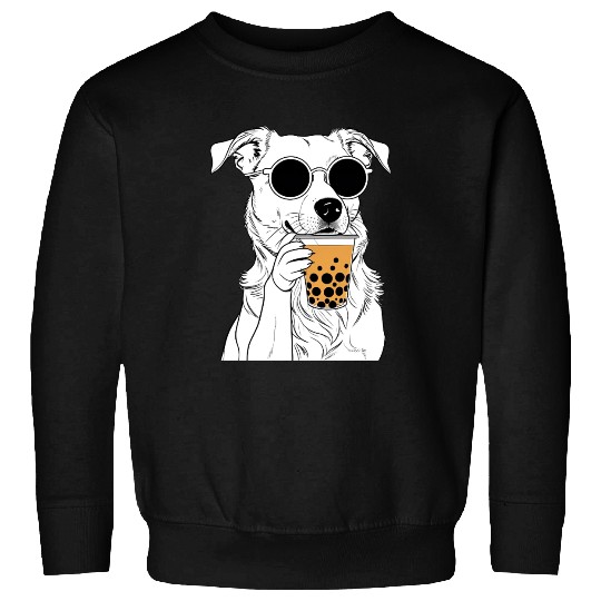 Chill Dog with Sunglasses and Bubble Tea Sweatshirts