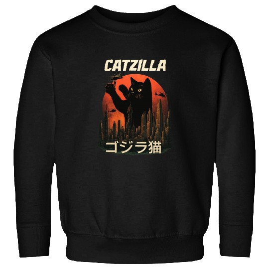 Vintage Catzilla: Funny Cat Monster Sweatshirts