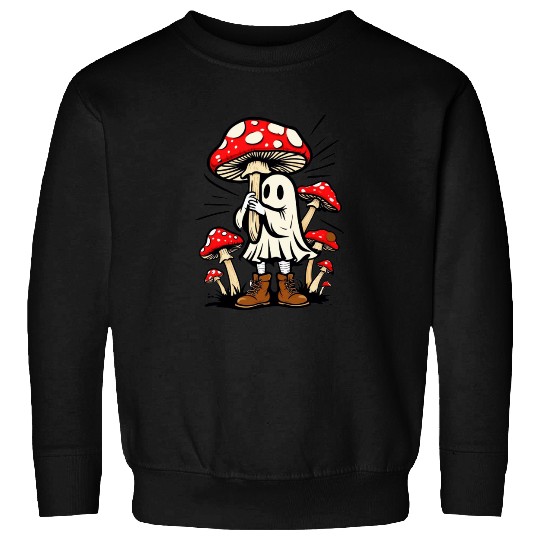 Whimsical Mushroom Ghost Adventure Sweatshirts