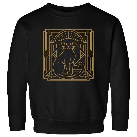 Art Deco Cat Illustration Sweatshirts