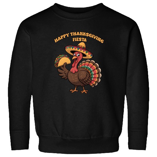 Festive Thanksgiving Turkey with Taco and Sombrero Sweatshirts