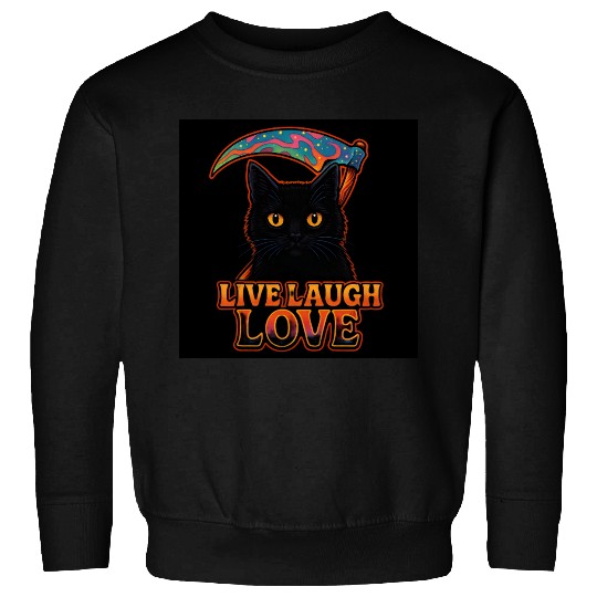 Black Cat Psychedelic Live Laugh Love Sweatshirts