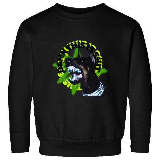 Aggressive Doberman with Spiked Text Sweatshirts