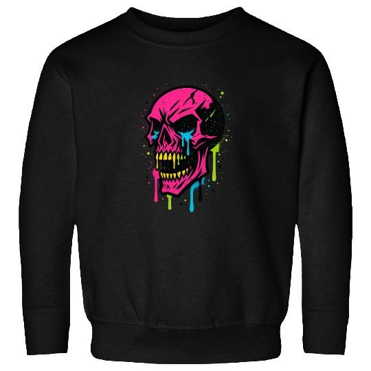 Neon Graffiti Skull Art Sweatshirts