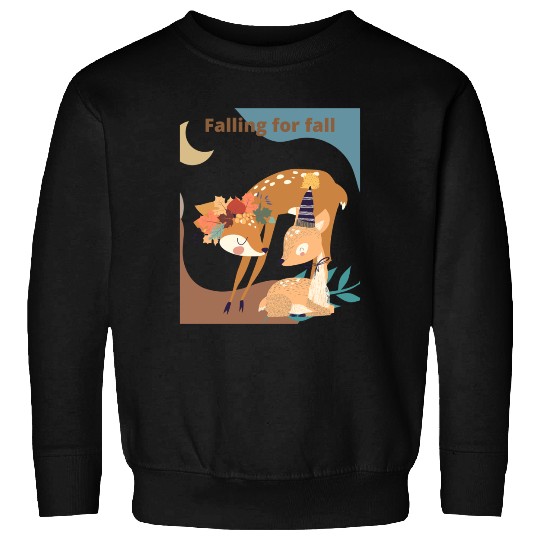 Autumn Deer Falling for Fall Sweatshirts