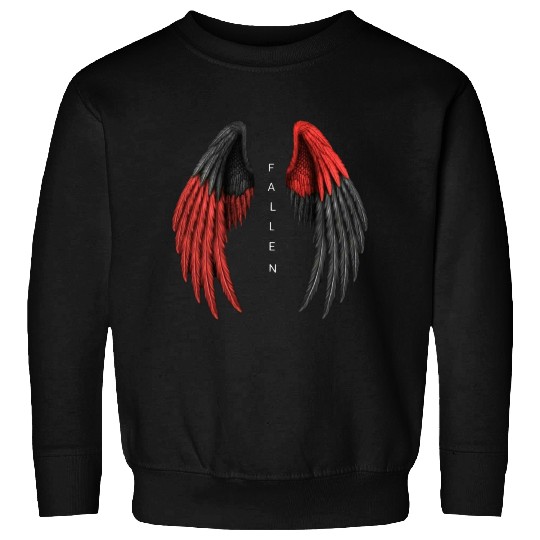 Red and Black Angel Wings Illustration Sweatshirts