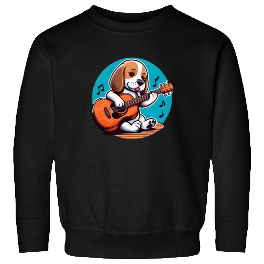 Playful Puppy Guitar Illustration Sweatshirts