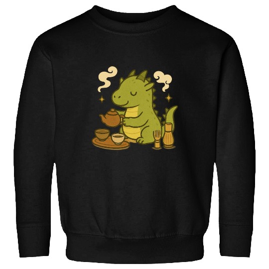 Whimsical Dragon Tea Time Design Sweatshirts