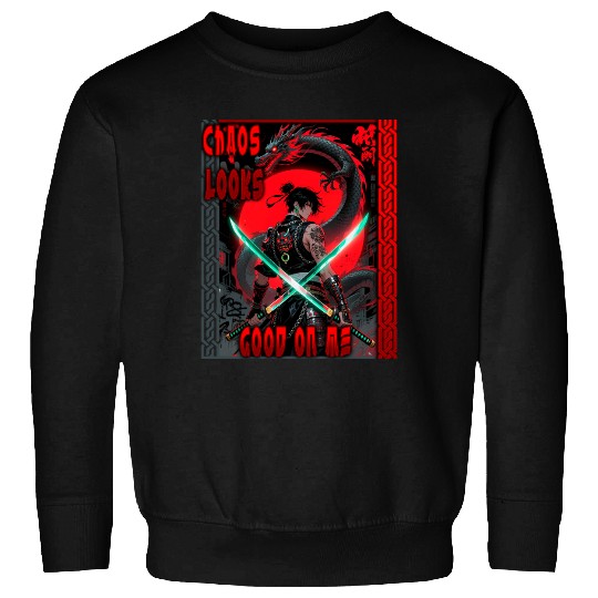 Cyberpunk Samurai with Dragon Sweatshirts