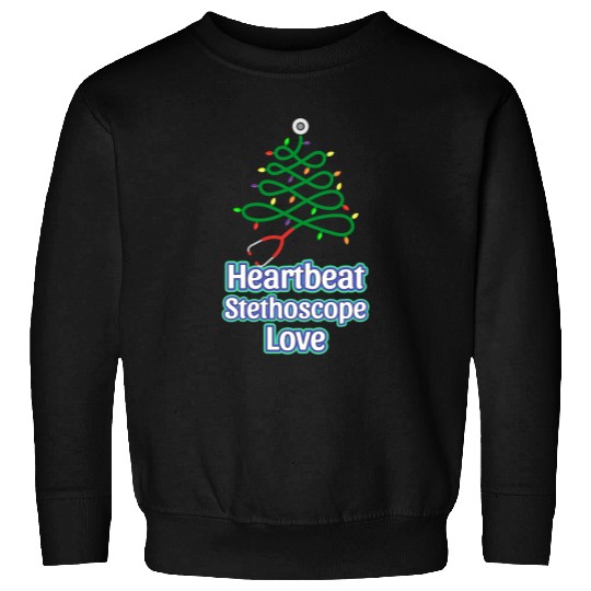 Festive Christmas Tree Heartbeat Design Sweatshirts