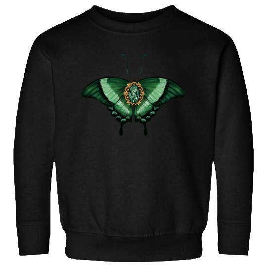 May Emerald Peacock Butterfly Gemstone Design Sweatshirts