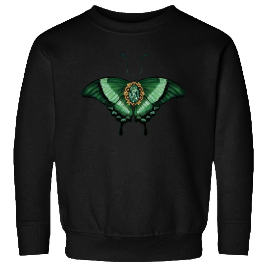 May Emerald Peacock Butterfly Gemstone Design Sweatshirts