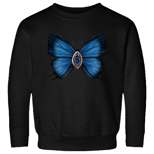 September Sapphire Blue Butterfly Gemstone Design Sweatshirts