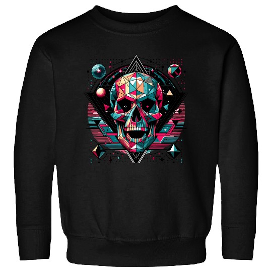 Geometric Neon Skull Art Sweatshirts