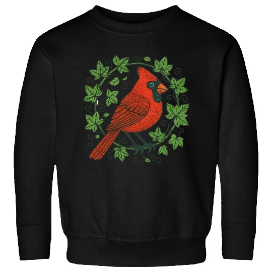 Vibrant Cardinal Amidst Ivy Leaves Sweatshirts
