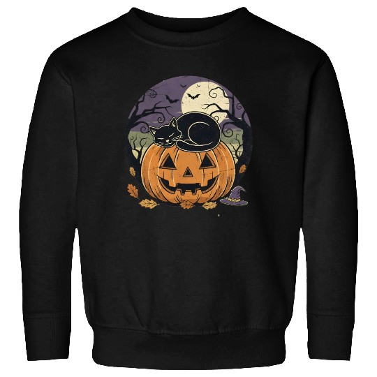 Spooky Cat Nap Pumpkin | Halloween Party Design Sweatshirts