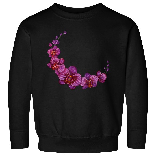 Violet Moon Orchid Flower branch illustration Sweatshirts