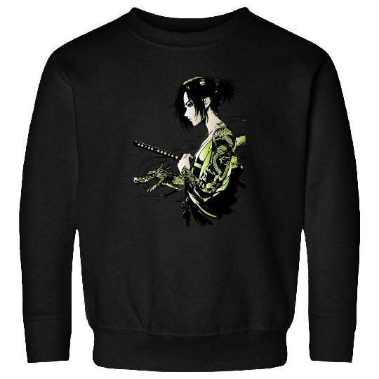Manga - Neon Samurai with Dragon Ink Design Sweatshirts