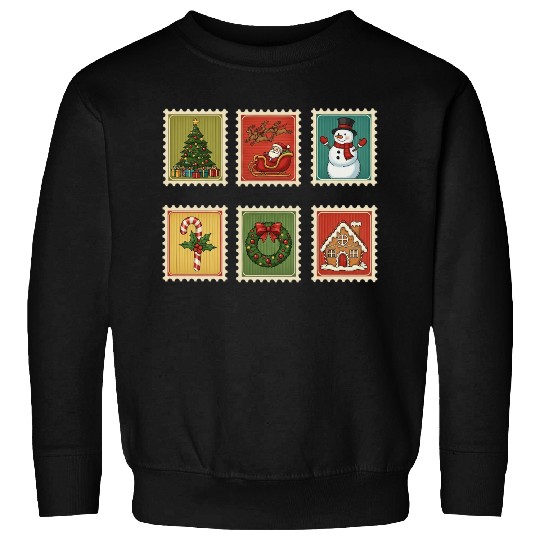Vintage Christmas Stamps Design Sweatshirts