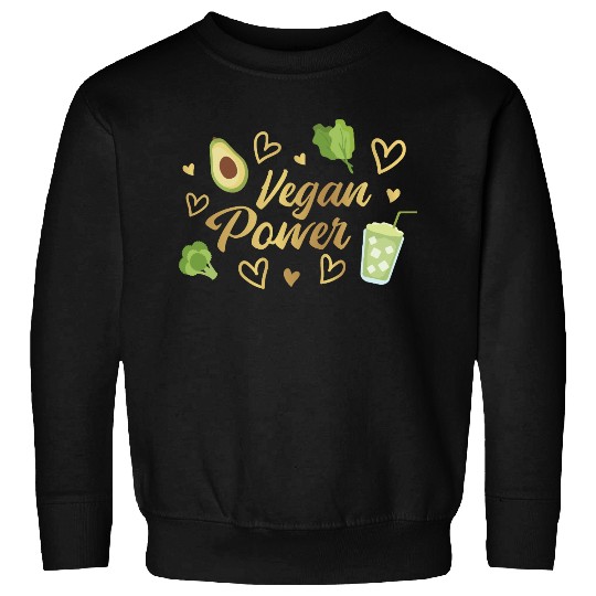 Vegan Power Heart and Avocado Design Sweatshirts