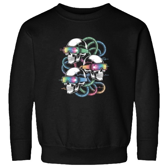VR Skeleton Head Circuit Vision Streetwear Sweatshirts