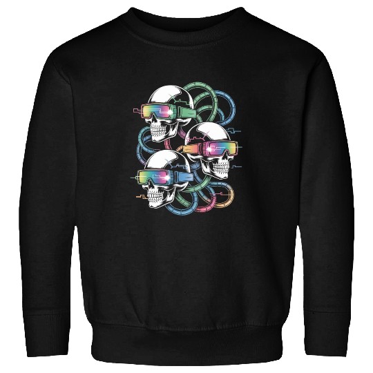 VR Skeleton Head Circuit Vision Streetwear Sweatshirts