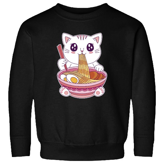 Cute Kawaii Cat Eating Ramen  Sweatshirts
