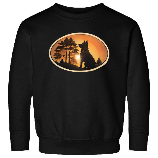 Sunset Wilderness Wolf Silhouette Sweatshirts