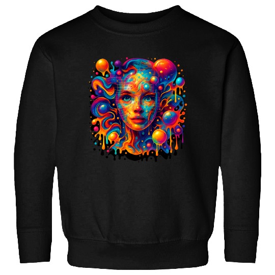Vivid Psychedelic Woman Portrait Sweatshirts