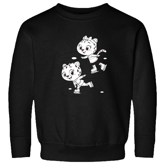 Black-and-White Leopard Cubs Ice Skating  Sweatshirts