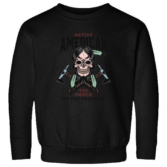 Native American Skull Warrior Design Sweatshirts
