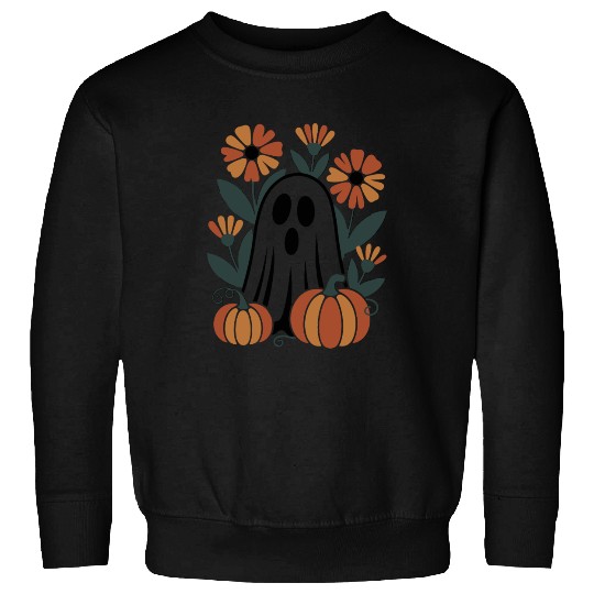 Floral Halloween Vintage Ghost Flower Pumpkin Sweatshirts