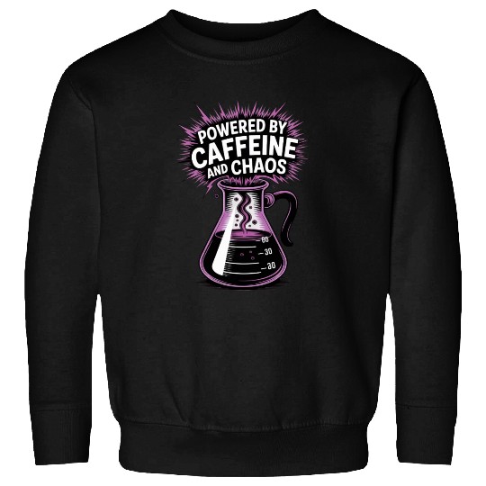 Powered by Caffeine and Chaos Funny Energy Quote Sweatshirts