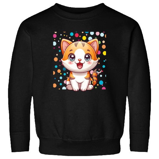 Adorable Cartoon Cute Cat Polka Dots  Sweatshirts