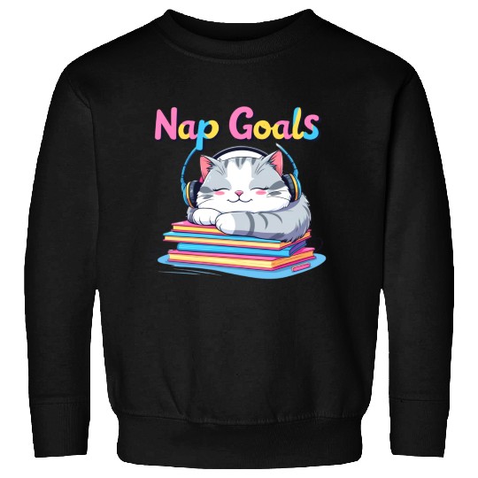 Cute Cat Nap Goals Design Sweatshirts