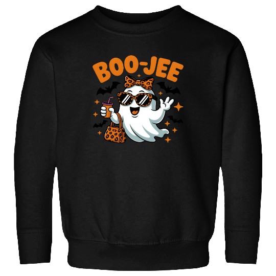 Boo-Jee Ghost Cute Leopard Print Halloween Boojee Sweatshirts