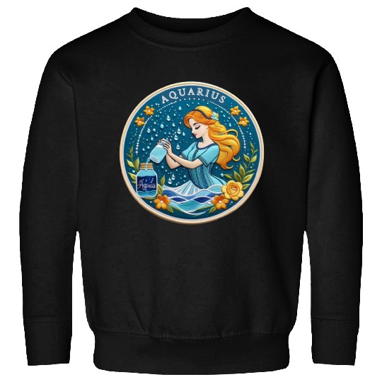 Aquarius Stylish Watercolor Zodiac Illustration Sweatshirts