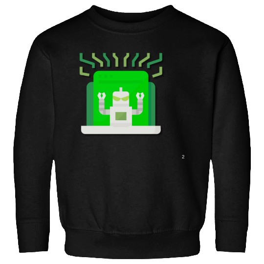 Retro Digital Robot with Glitch Effect Sweatshirts