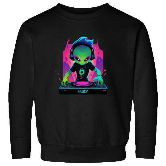 A cute chibi-style alien dark DJ Sweatshirts