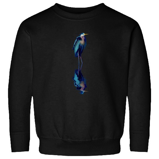 Great Blue Heron Stands Reflected Sweatshirts