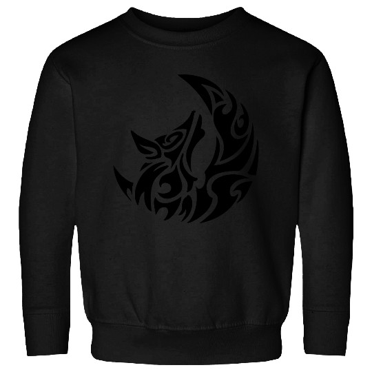 tribal wolf and moon tattoo Sweatshirts
