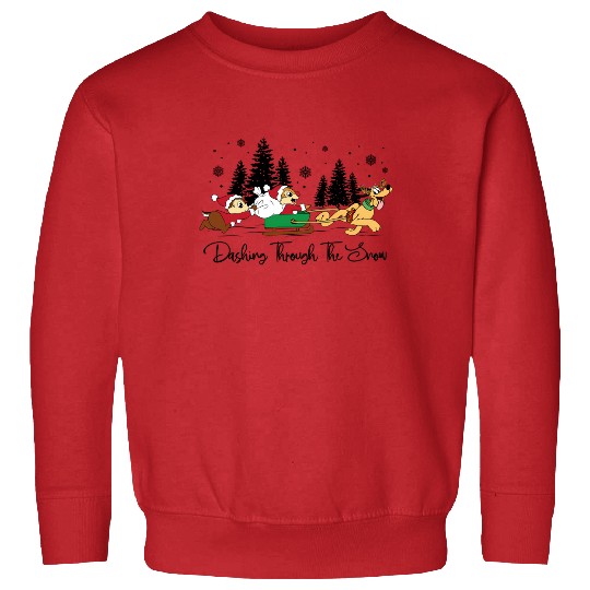 Disney Chip N Dale Pluto Dashing Through The Snow Christmas Shirt