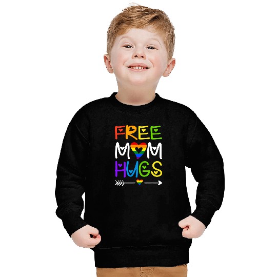 Free Mom Hugs Sweatshirt Rainbow Heart LGBT Pride Month Sweatshirt