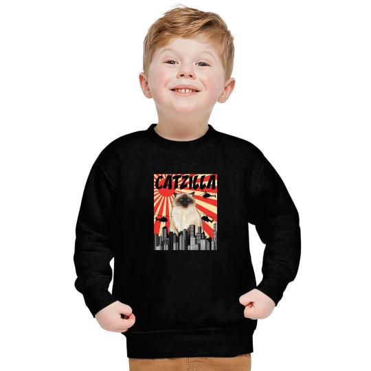 Retro Japanese Catzilla Himalayan Cat Sweatshirt