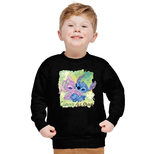 Disneyssss Lilo Stitch Angel St Patrick's Day Clover All Over Sweatshirts