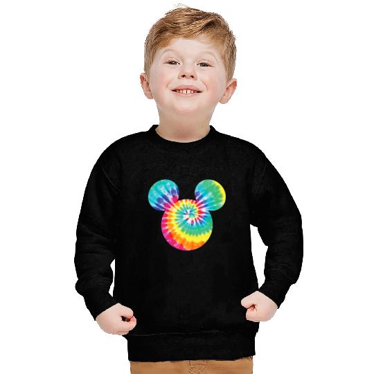 Disney Mickey Mouse Icon Rainbow Tie-Dye Short Sleeve Sweatshirts