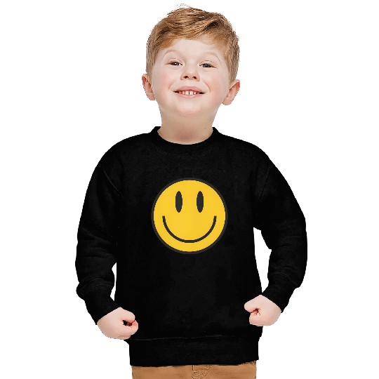 Smiley Face Sweatshirt Crew Neck, Yellow Smiley Face Sweatshirt