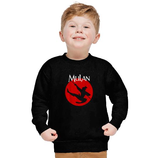 Disney Mulan Silhouette In Action Red Circle Grap Sweatshirts