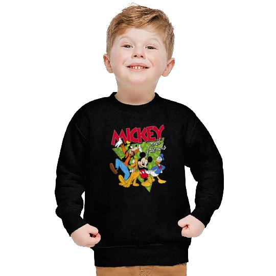 Disney Mickey And Friends Group Shot Patterned Portrait Sweatshirts